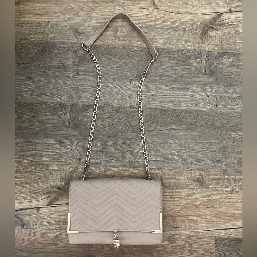 NWOT Bebe beige nude crossbody bag with gold hardware